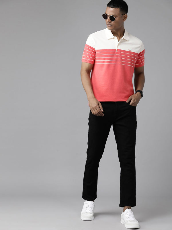 Park Avenue Men Colourblocked Polo Collar Slim Fit T-shirt