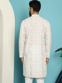 SOJANYA Kurta Lurus Kapas Tulen Sulam Geometrik