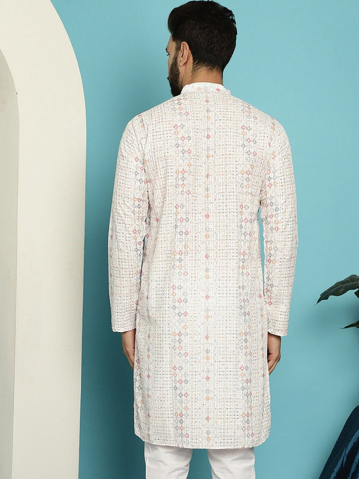 SOJANYA Geometric Embroidered Pure Cotton Straight Kurta