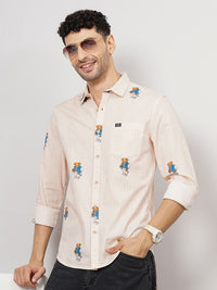 The Indian Garage Co Men White & Beige Striped Casual Shirt