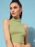 STREET 9 Gorgeous Green Solid Pure Cotton Top