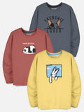 HELLCAT Boys Pack Of 3 Graphic Printed Round Neck T-shirt