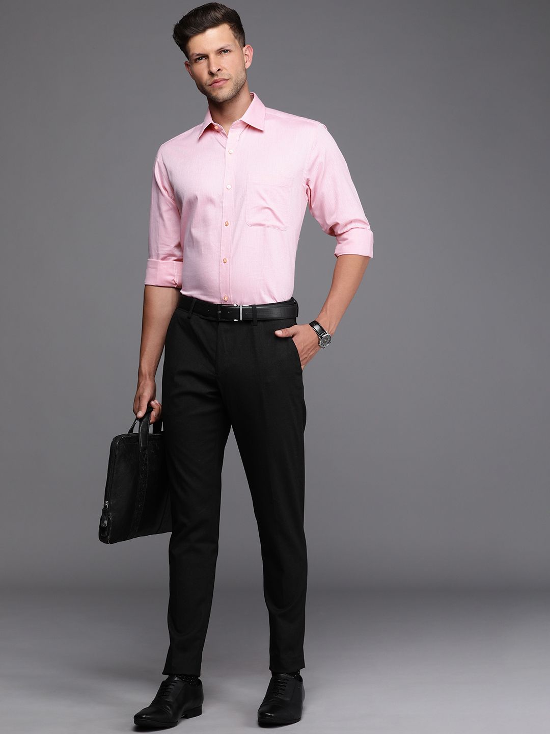 Raymond Pure Cotton Self Design Textured Slim Fit Formal Shirt