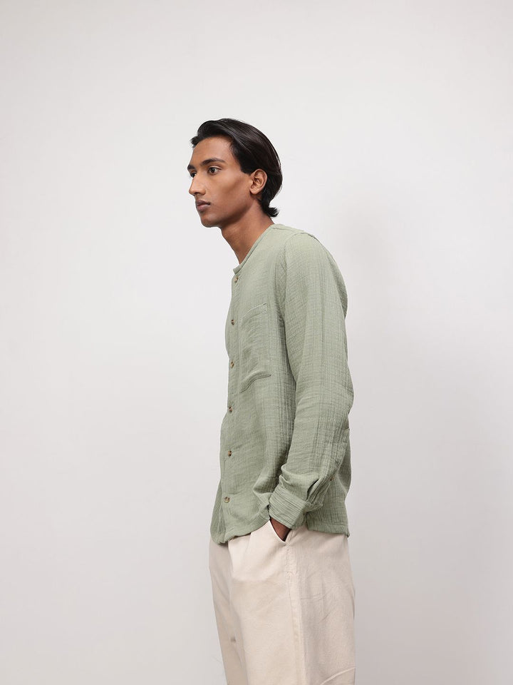 ether Zen Pure Cotton Crinkled Relaxed Shirt