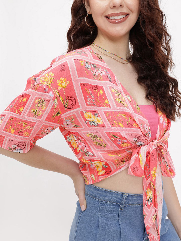 DressBerry Floral Fantasy Knot Top With Bandeau