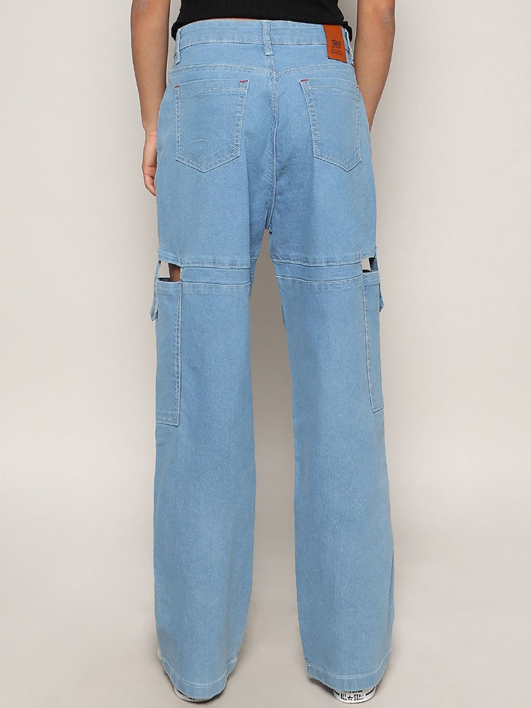 Campus Sutra Women Blue Smart Mid-Rise Clean Look Light Fade Stretchable Cutout Jeans