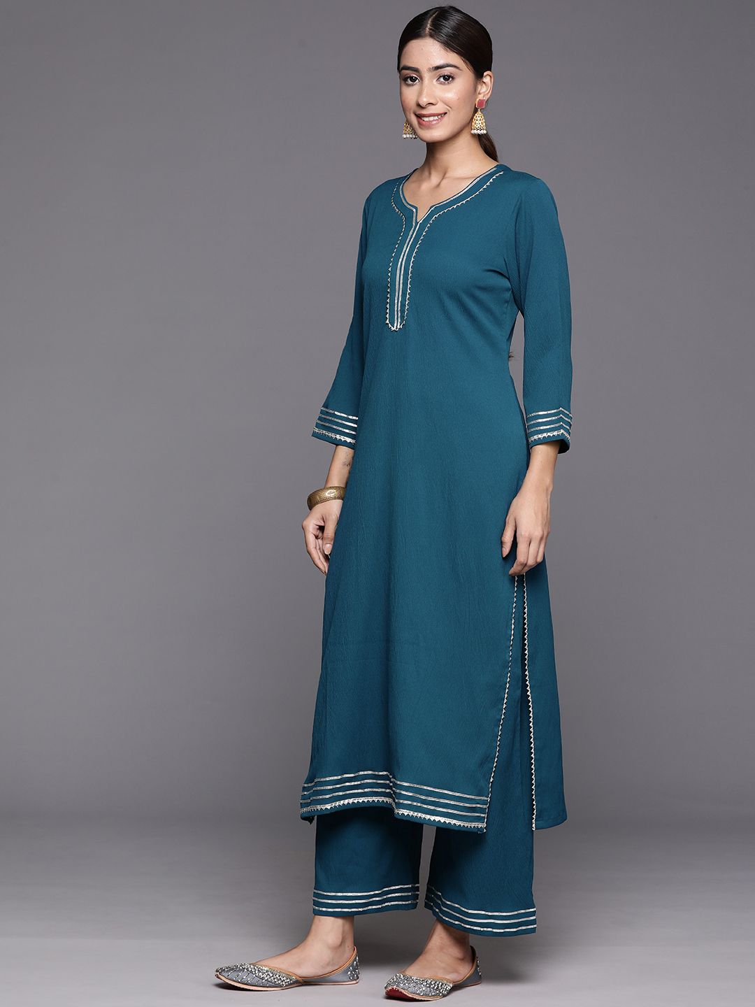 Varanga  Printed Gotta Patti Kurta with Palazzos & Dupatta