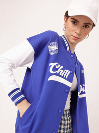 DressBerry Athletic Edge Printed Relaxed Fit Varsity Jacket