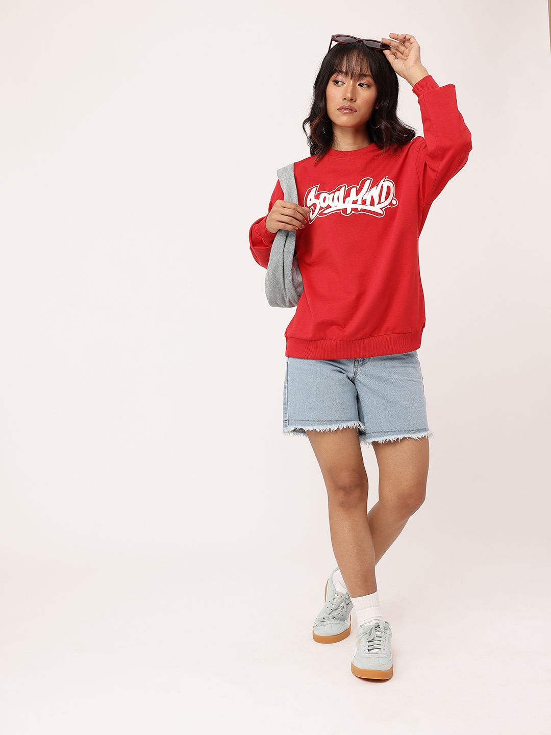 DressBerry Printed Cotton Terry Relaxed Fit Sweatshirt