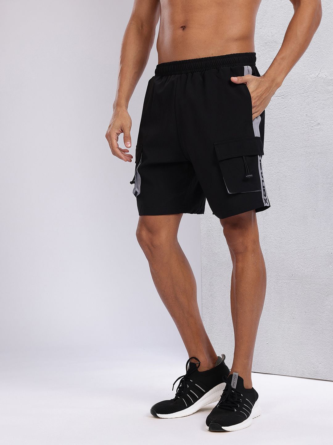 HRX by Hrithik Roshan Men Typography Printed Mid-Rise Cargo-Style Training Shorts