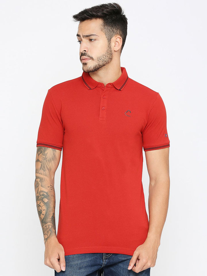 Being Human Men Red Polo Collar T-shirt