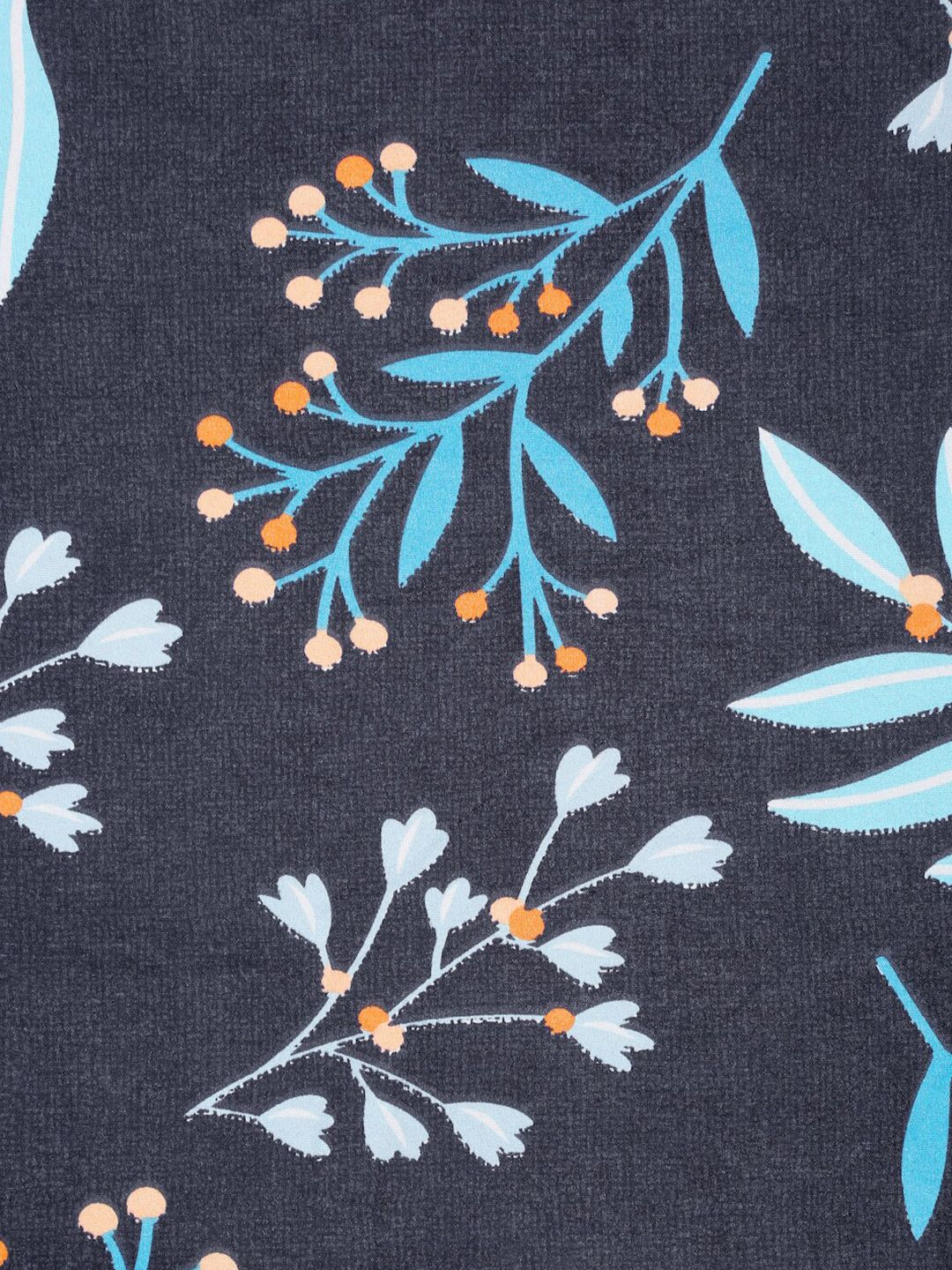 KLOTTHE Black & Blue Floral Printed 300TC Fitted Double King Bedsheet With 2 Pillow Covers