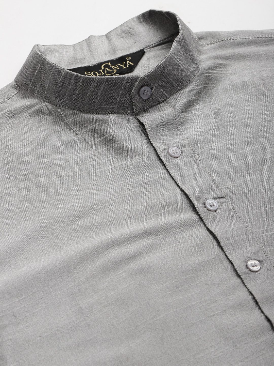 SOJANYA Men Grey Solid Kurta with Churidar & Jacket