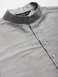 SOJANYA Men Grey Solid Kurta with Churidar & Jacket
