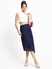 DressBerry Tiered Lace Asymmetric A-Line Midi Skirt