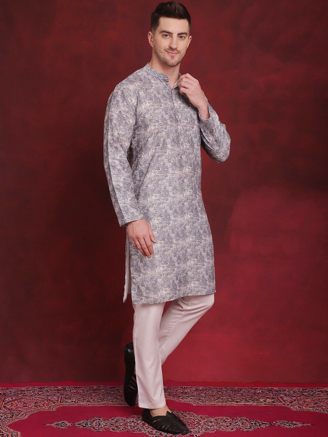 Anouk Floral Printed Regular Cotton Kurta With Pyjamas
