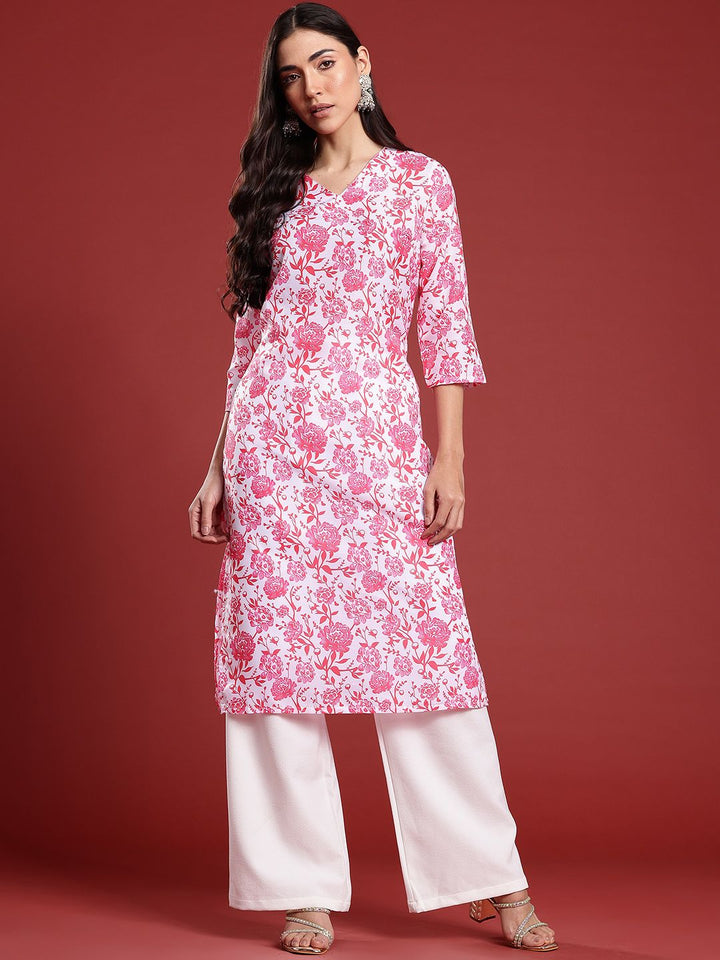 Anouk Floral Print Straight Kurta