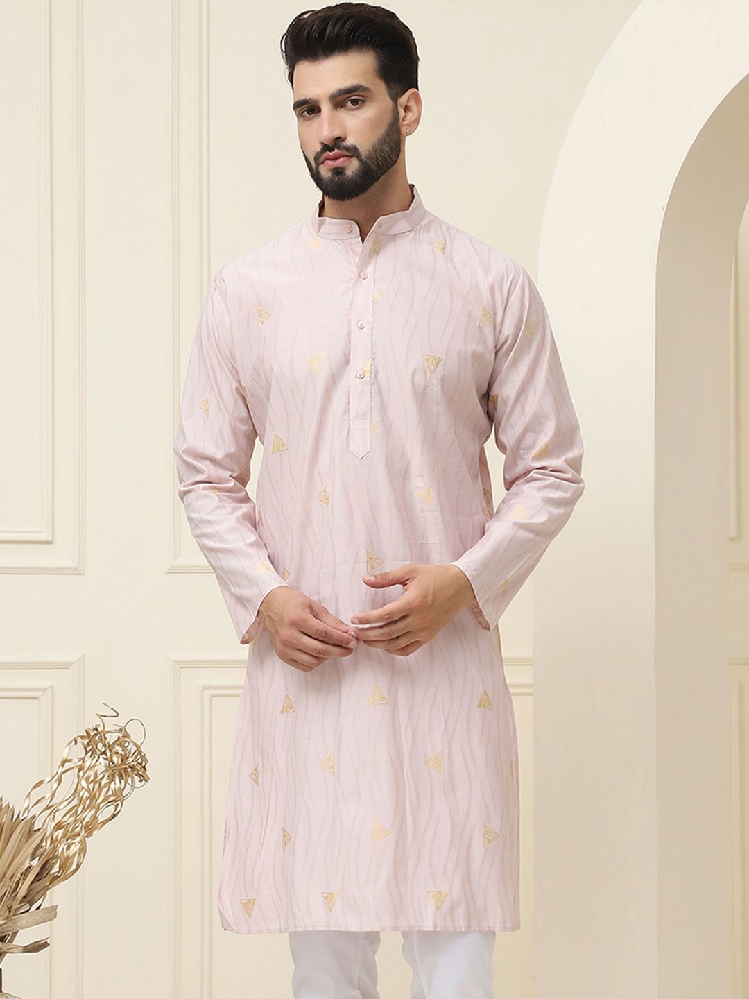 SOJANYA Band Collar Ethnic motif Printed Kurta