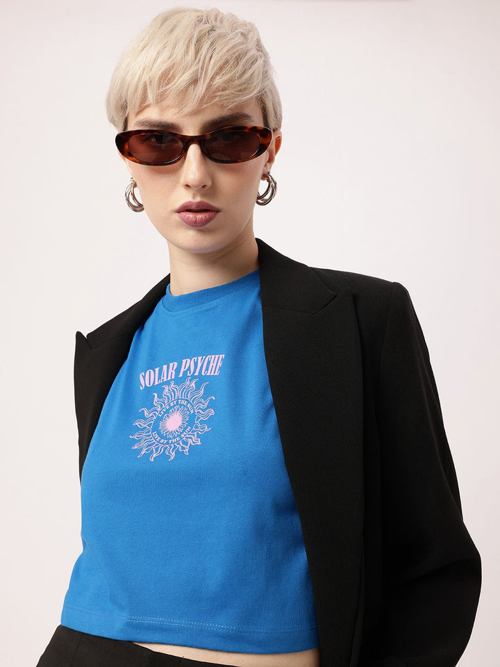DressBerry Grunge Psyche In Orbit Printed Crop T-shirt