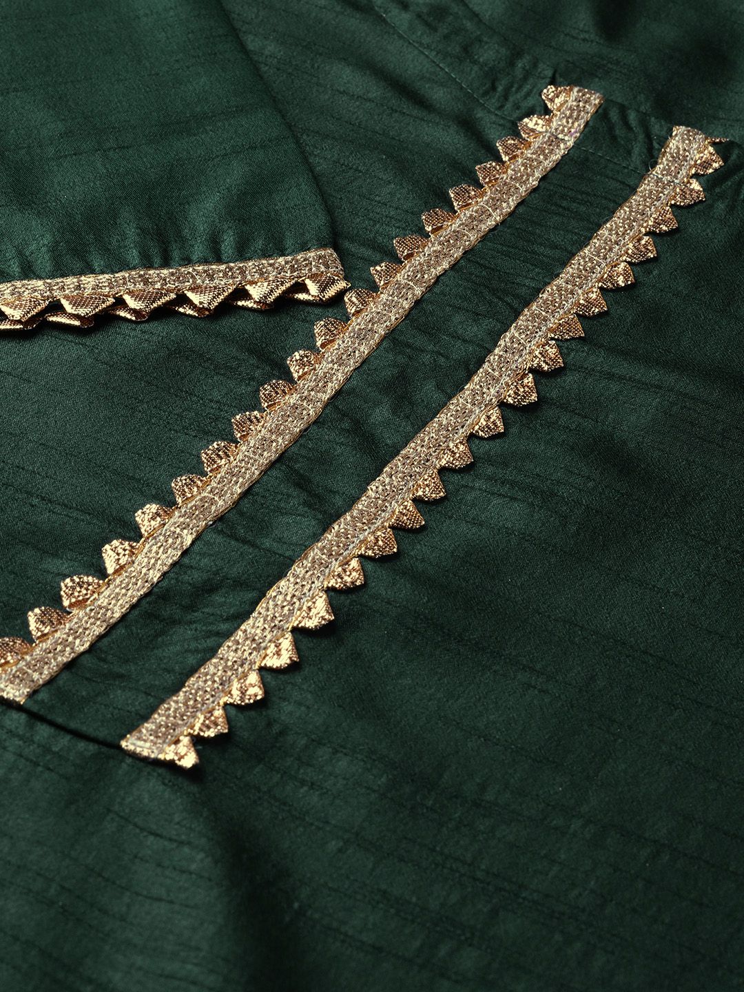 Libas Hunter Green Gotta Chanderi Kurta Set with Festive Traditional Stole