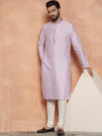 KISAH Men Solid Regular Fit Thread Work Kurta