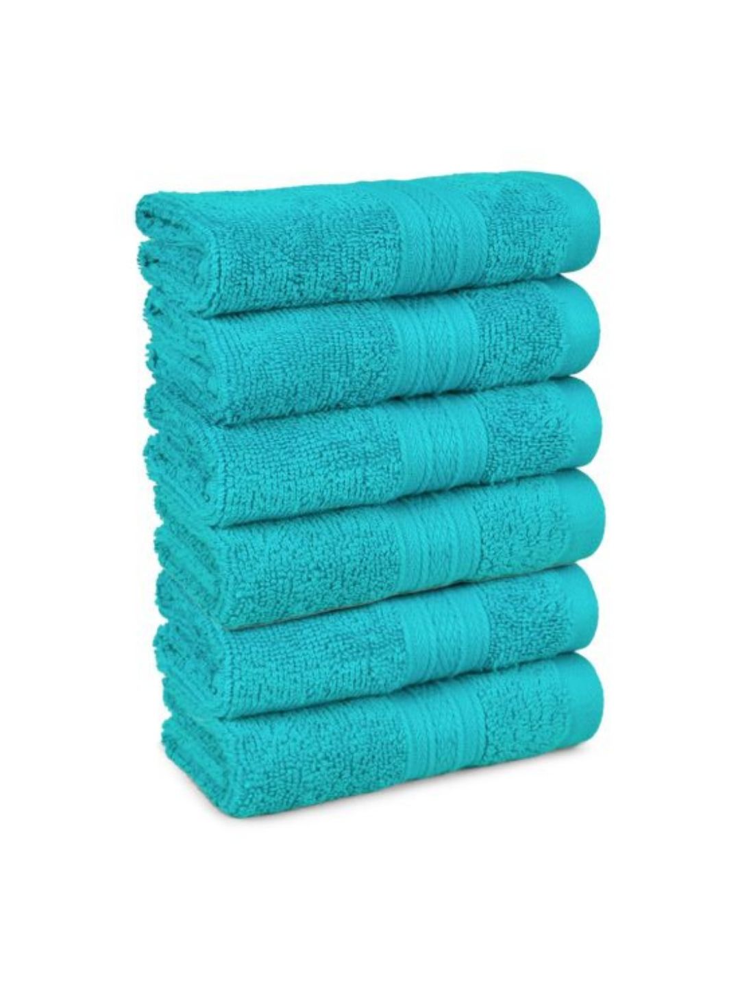 MYTRIDENT Teal Blue 6 Pieces Cotton Soft Comfort 500 GSM Reversible Face Towel