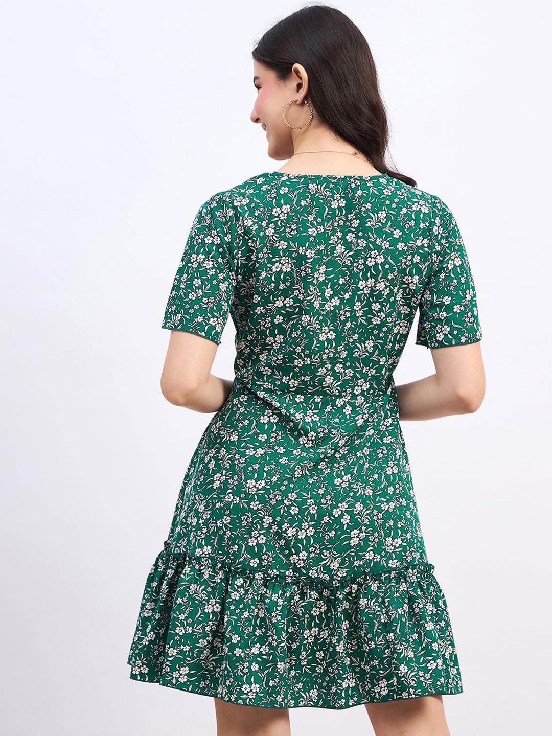 Berrylush Floral Print Ruffled A-Line Mini Dress