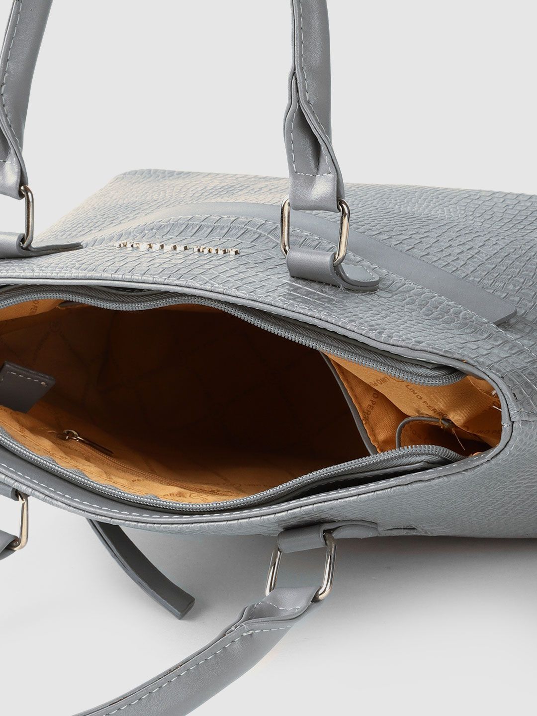 Lino Perros Grey Snakeskin Textured Structured Handheld Bag