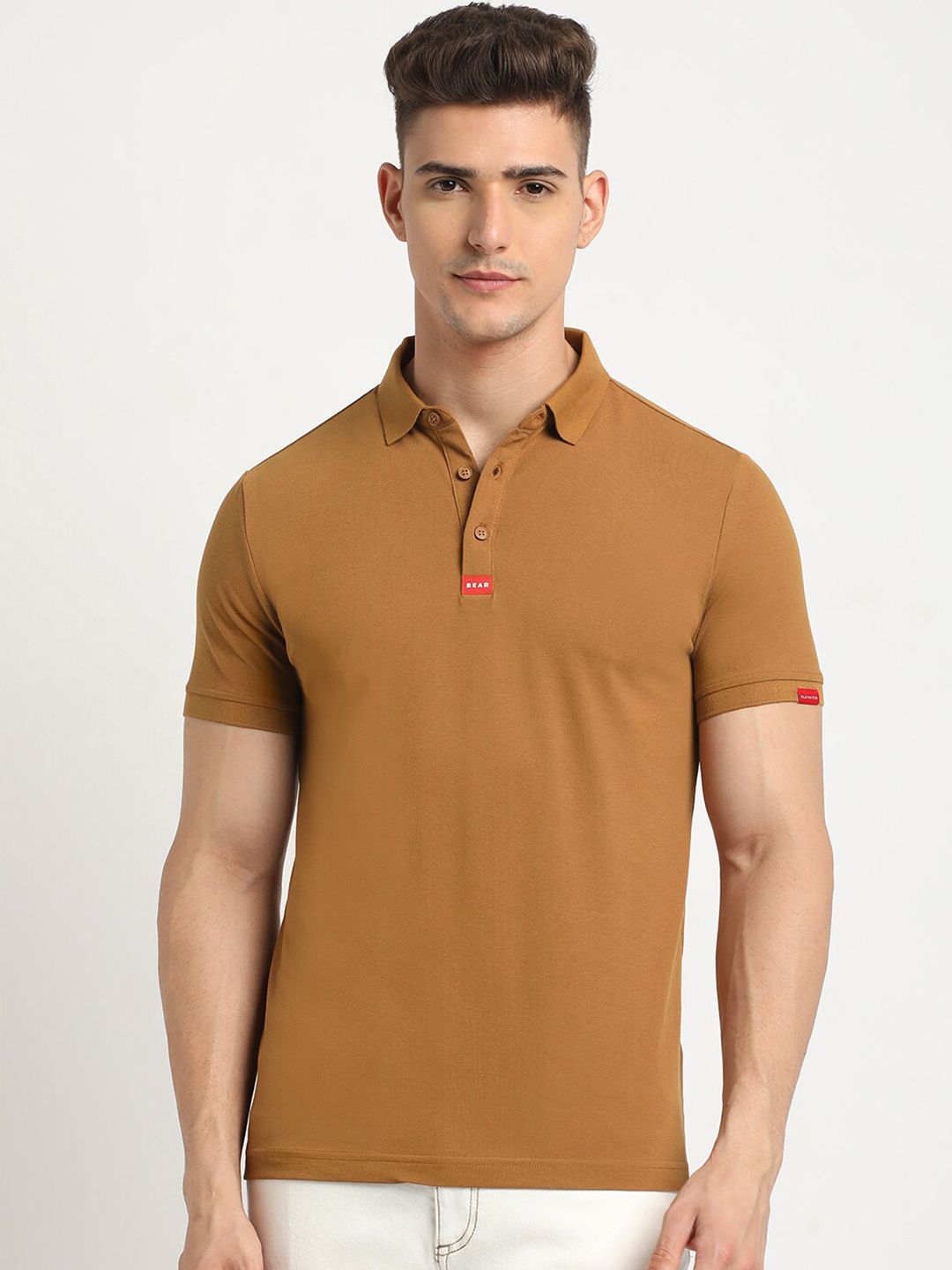 THE BEAR HOUSE Polo Collar Short Sleeves Slim Fit T-shirt