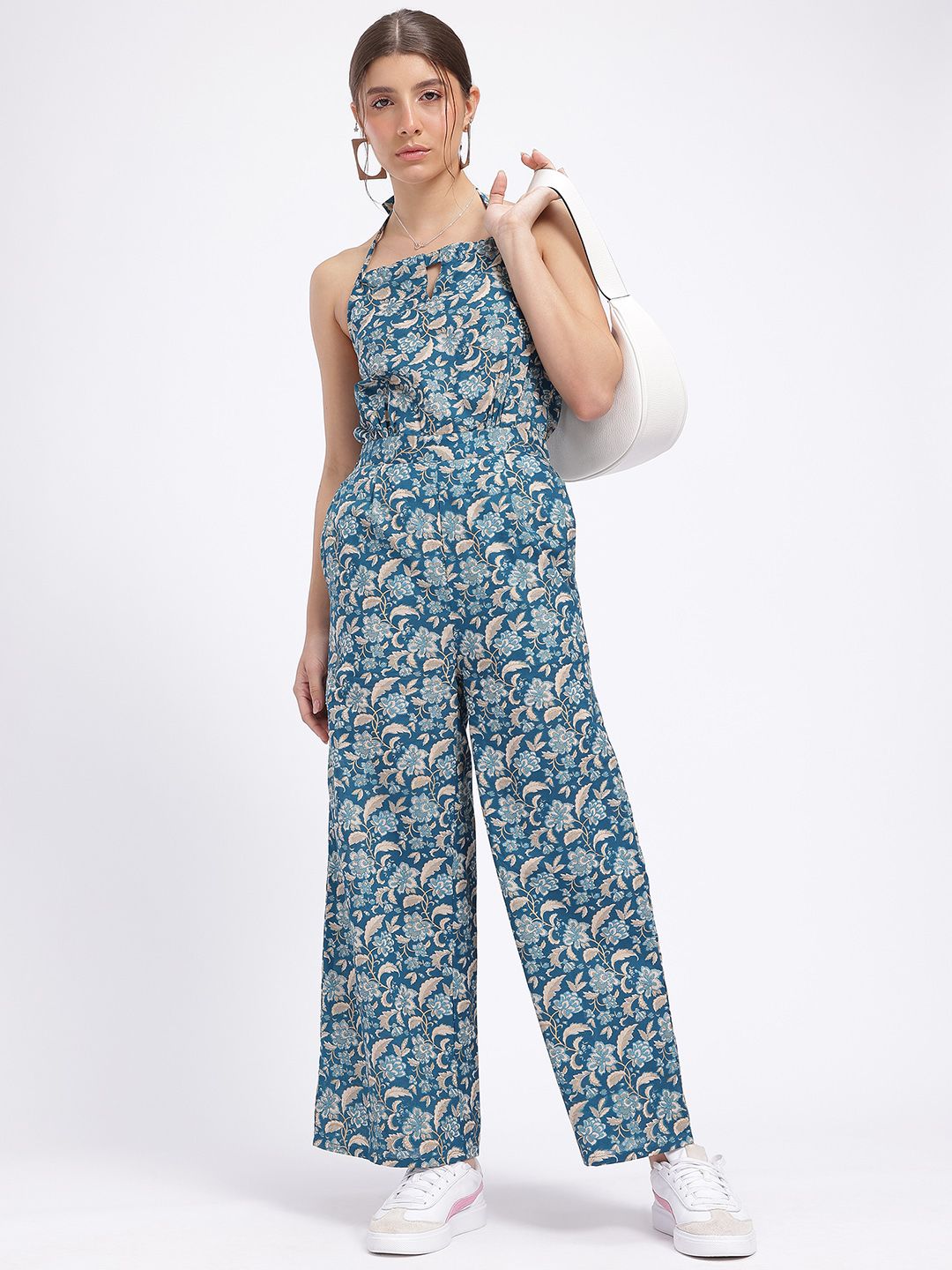 DressBerry Floral Story Halter Neck Basic Jumpsuit