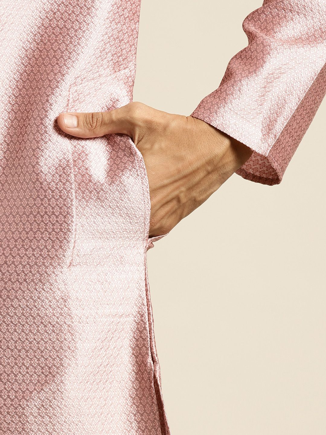 SOJANYA Men Pink Woven Design Kurta