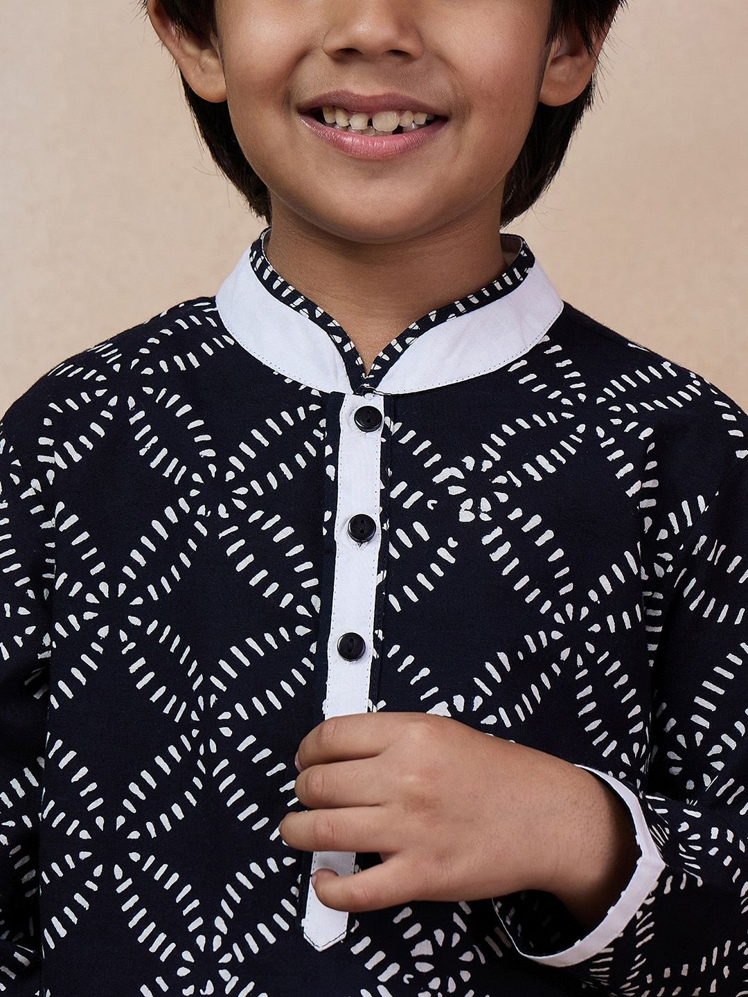 pspeaches Boys Ethnic Motifs Printed Mandarin Collar Kurta with Pyjamas