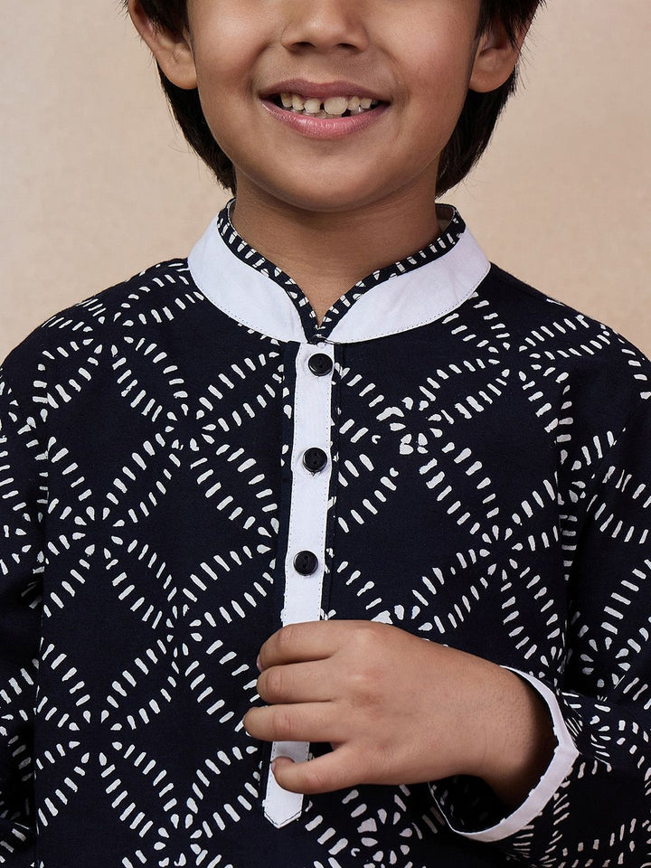 pspeaches Boys Ethnic Motifs Printed Mandarin Collar Kurta with Pyjamas