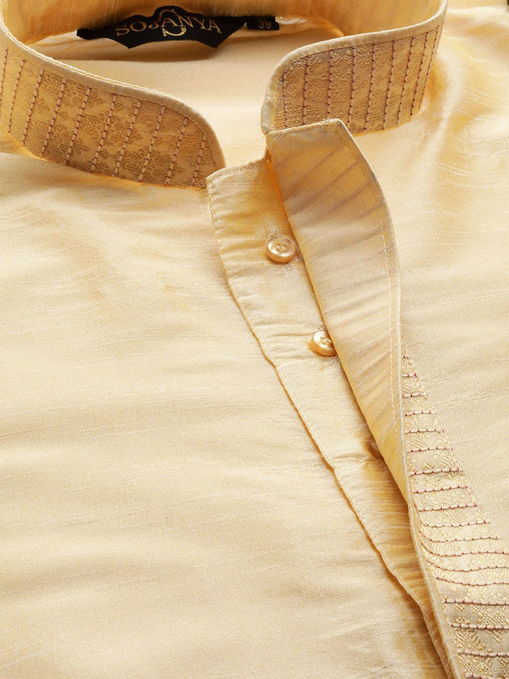 SOJANYA Men Beige Solid Straight Kurta