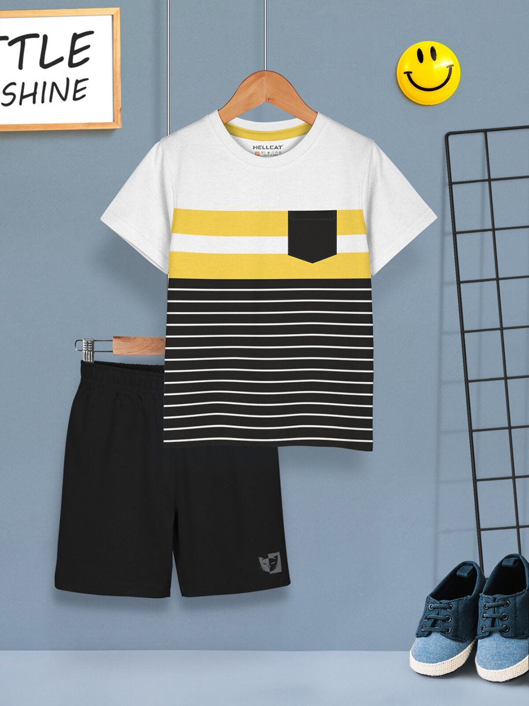 HELLCAT Boys Pack Of 2 Printed T-shirt with Shorts