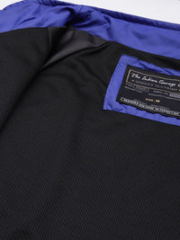The Indian Garage Co Men Black & Blue Colourblocked Windcheater Bomber Jacket