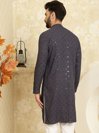 SOJANYA Dihiasi Kolar Mandarin Kurta Kapas Tulen Lurus