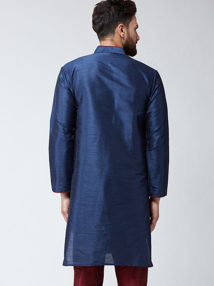 SOJANYA Men Navy Blue Solid Straight Kurta