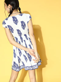 Berrylush Women Beautiful Off-White Ethnic Motifs Dress