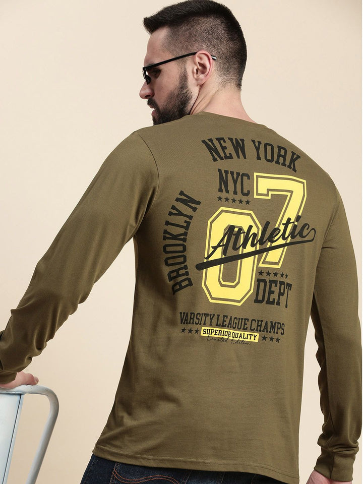 DILLINGER Typography Printed Round Neck Long Sleeves Pure Cotton T-shirt