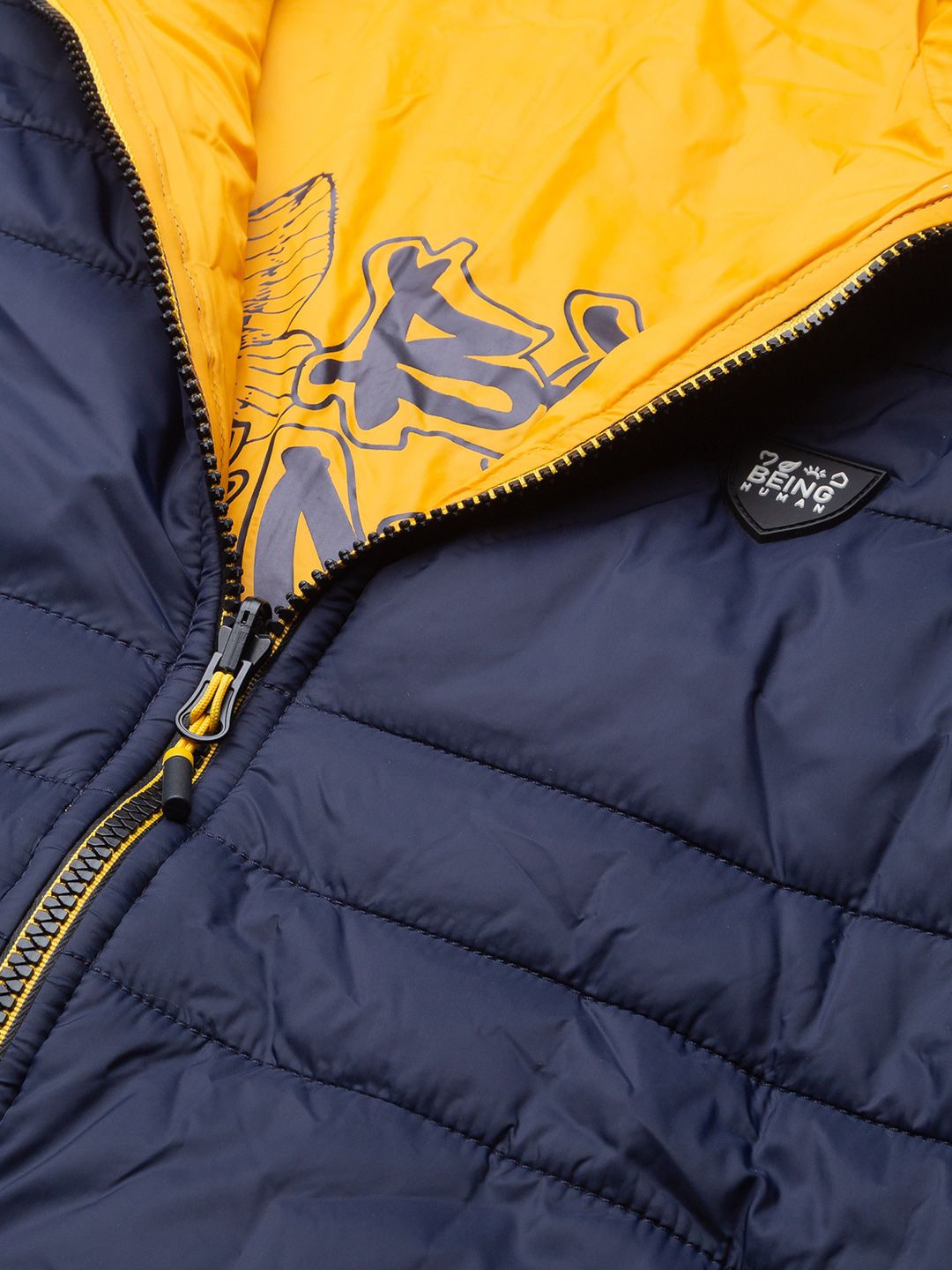 Being Human Men Navy Blue Longline Padded Jacket