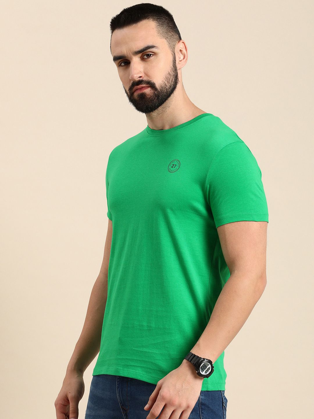 Being Human Solid Round Neck Pure Cotton T-shirt
