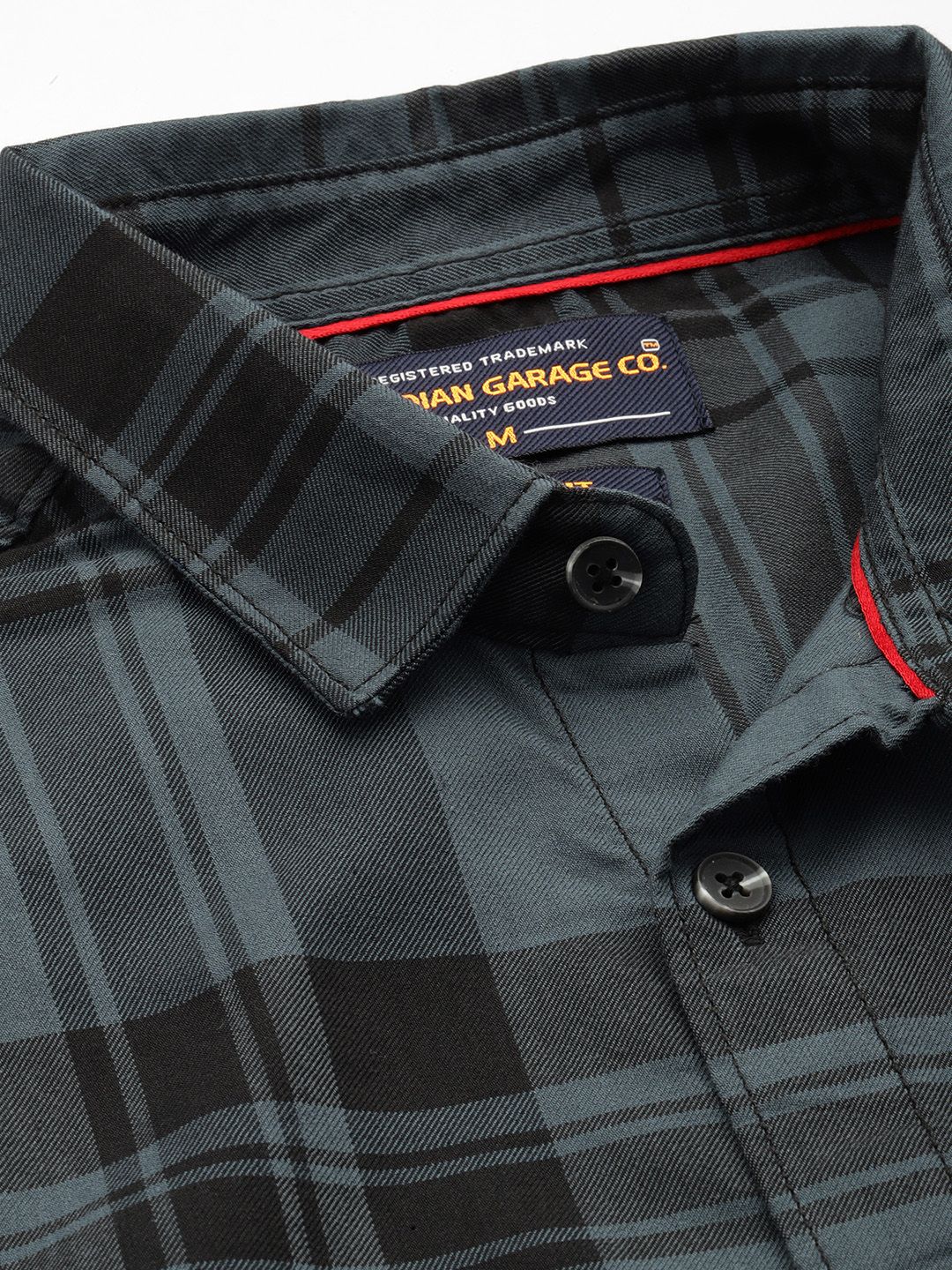 The Indian Garage Co Men Teal Slim Fit Checked Casual Shirt