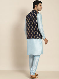SOJANYA Men Woven Design Kurta with Churidar with Nehru Jacket