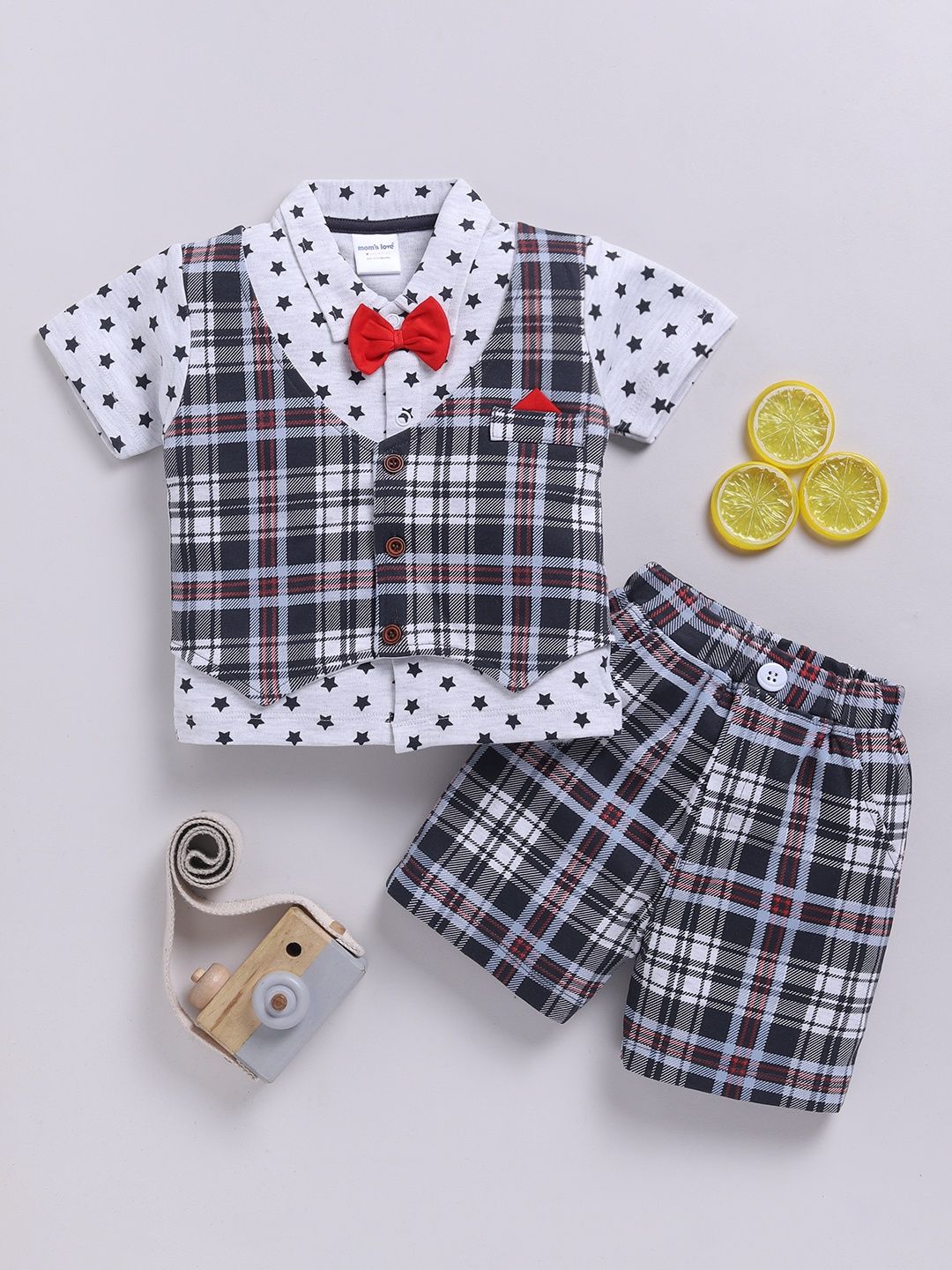 Moms Love Infant Boys Printed Pure Cotton Clothing Set