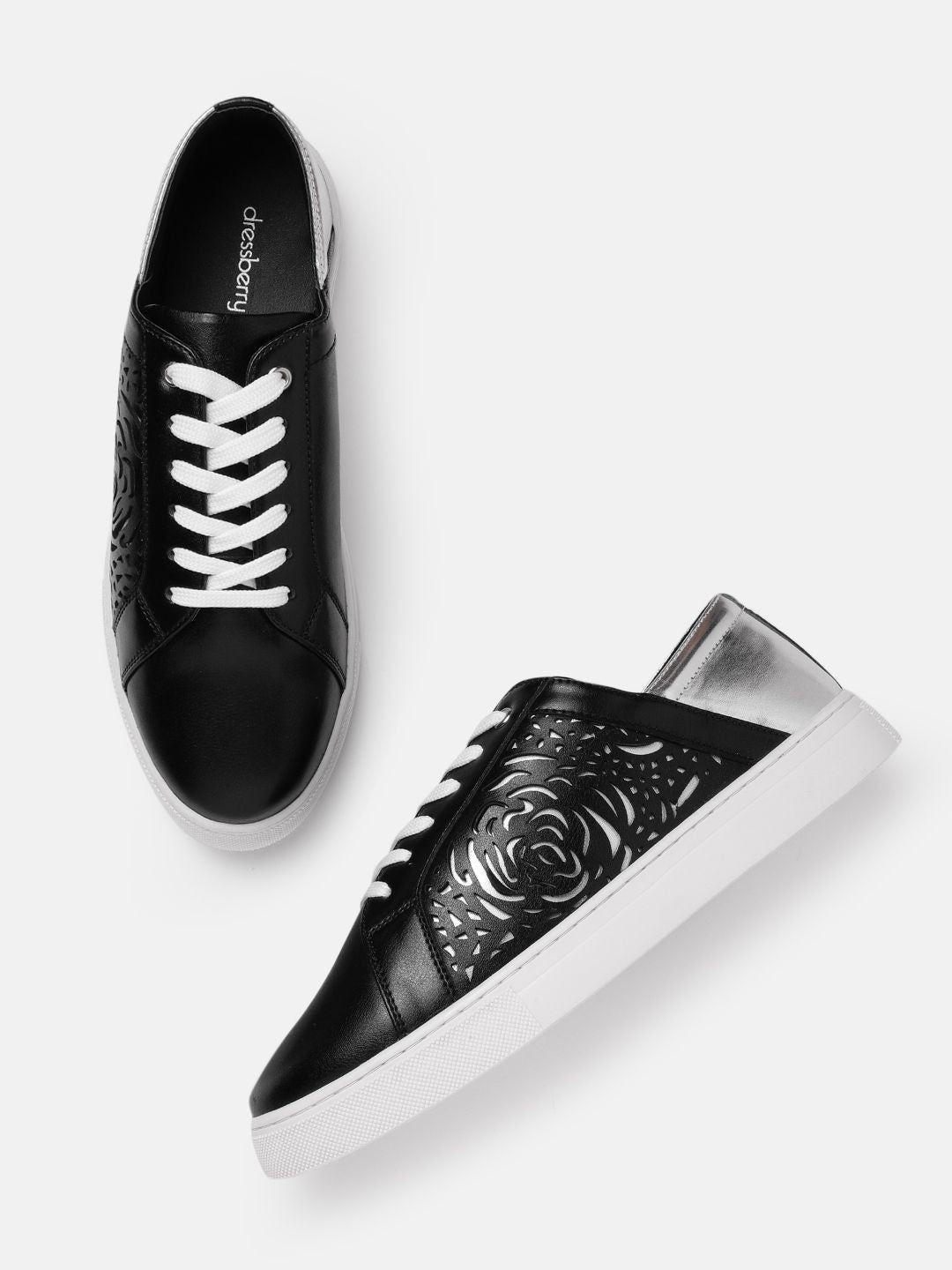 DressBerry Women Floral Laser Cut Sneakers