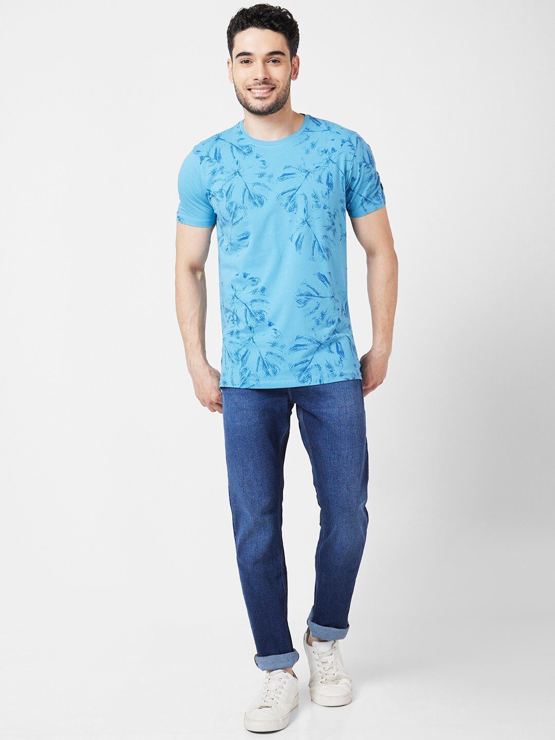 T-Shirt Kasual Slim Catton Spykar Abstrak Abstrak Abstrak