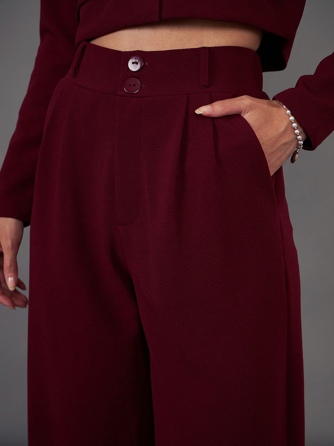 SASSAFRAS worklyf Straight Fit High Rise Pleated Plain Parallel Trousers