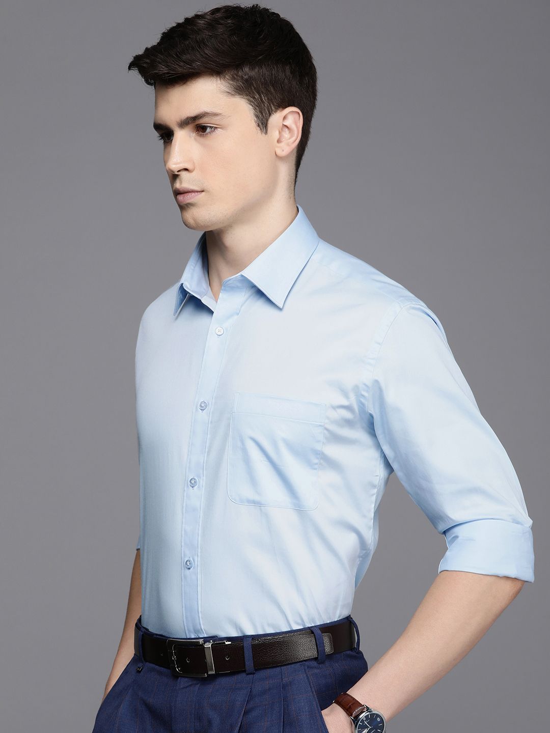 Raymond Pure Cotton Slim Fit Solid Formal Shirt