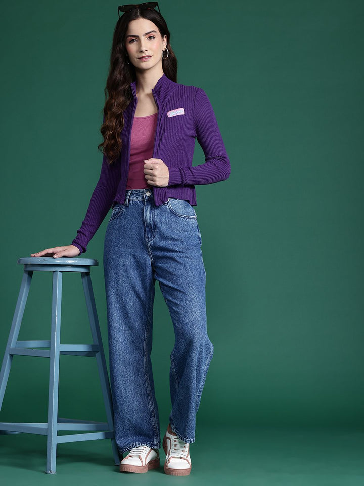 DressBerry Women Ribbed Acrylic Cardigan
